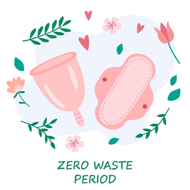 Période Menstruelle Zéro Déchet Illustration Vectorielle