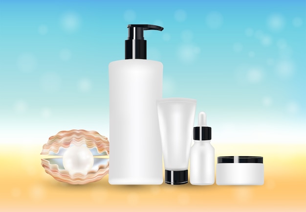 Perle Et Beauté Tube Cosmétique Avec Fond De Mer Flou