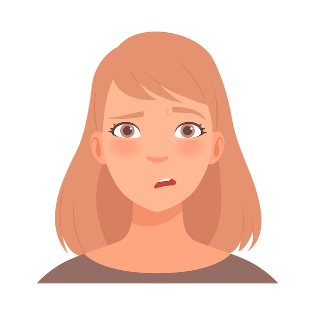 Perplexité sur le visage d'une jeune femme illustration vectorielle