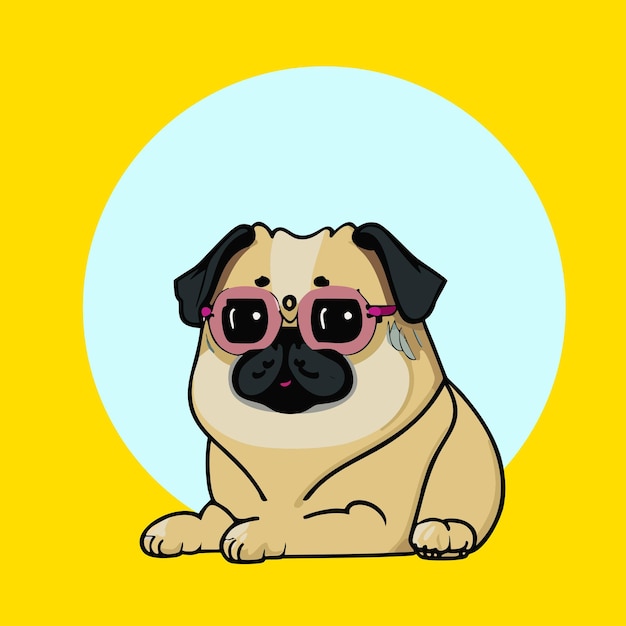 Vecteur perro tierno avec des gafas rosadas