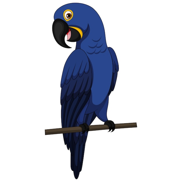 Vecteur le perroquet ara bleu mignon se repose sur une branche