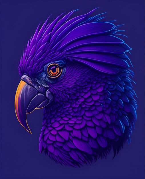 Un perroquet coloré avec un fond bleu et le mot perroquet sur le devant.