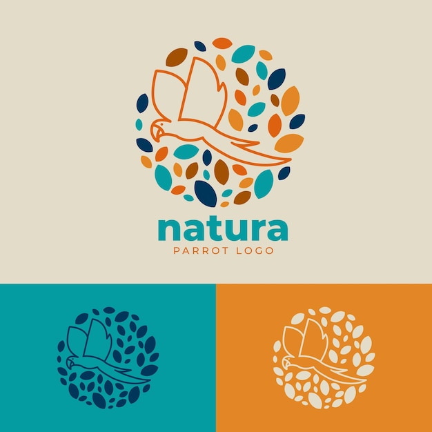 Vecteur perroquet logo natura feuilles