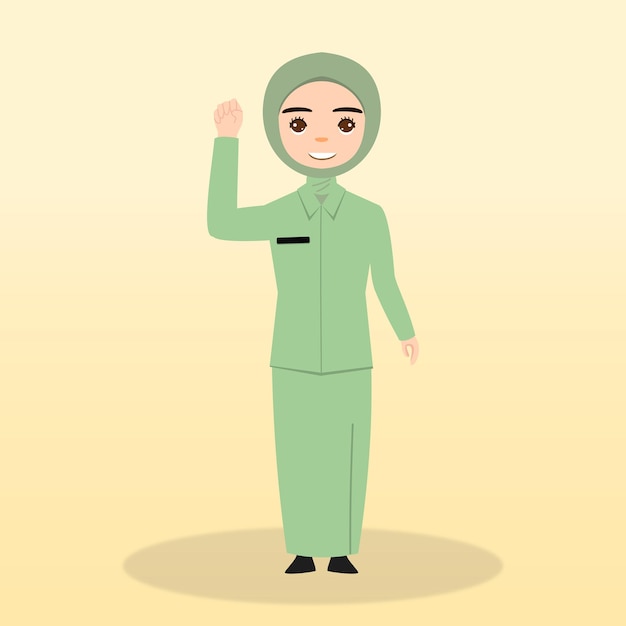 Vecteur persit femmes musulmanes portant le hijab dans un personnage de dessin animé de pose différente