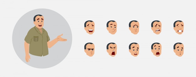 personnage assistant de bureau avec diverses émotions faciales et synchronisation labiale. personnage pour l'animation personnalisée.