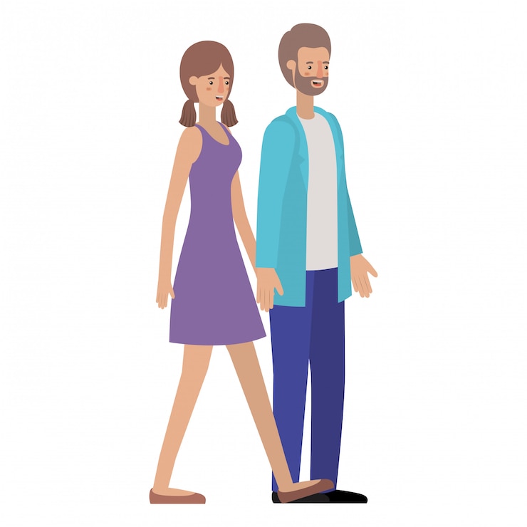 Vecteur personnage avatar jeune couple