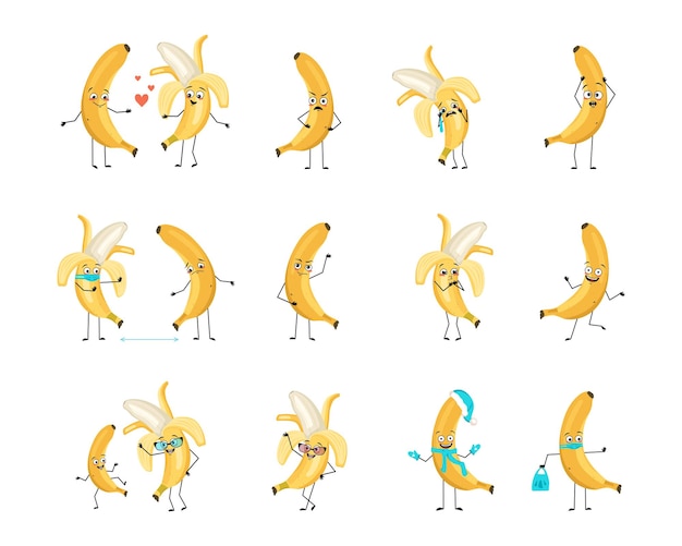 Personnage De Banane Jaune Avec émotions