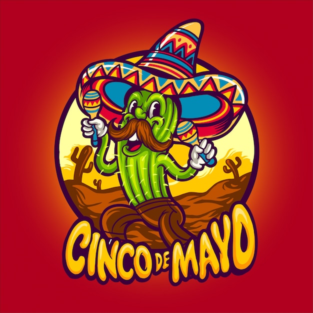 Personnage de cactus Cinco De Mayo