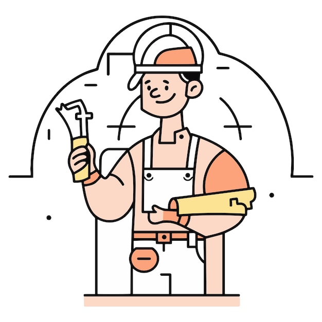 Personnage de charpentier dessiné à la main dans un style plat