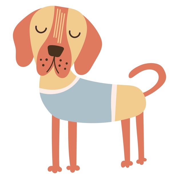 Personnage de chien de dessin animé sur fond isolé Illustration vectorielle