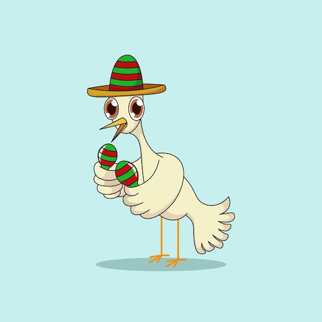 Personnage De Cigogne Mignon En Chapeau Sombrero