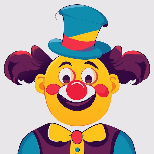 Personnage de clown sur un vélo à roues dessiné à la main plat autocollant de dessin animé élégant concept d'icône isolé