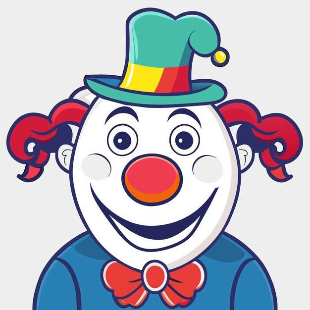 Personnage De Clown Sur Un Vélo à Roues Dessiné à La Main Plat Autocollant De Dessin Animé élégant Concept D'icône Isolé