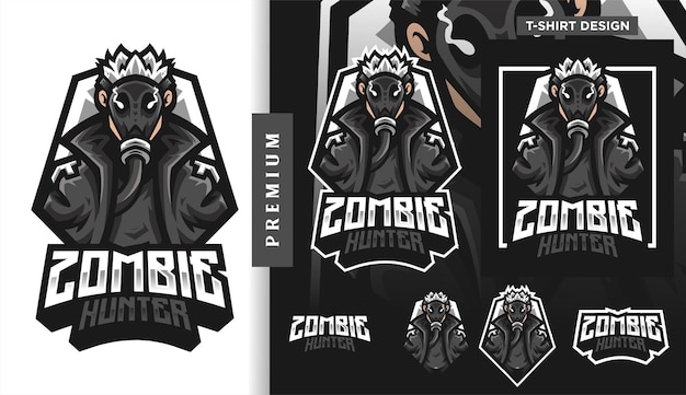 Personnage De Conception De Logo Esport Mascotte Zombie Hunter Gaming