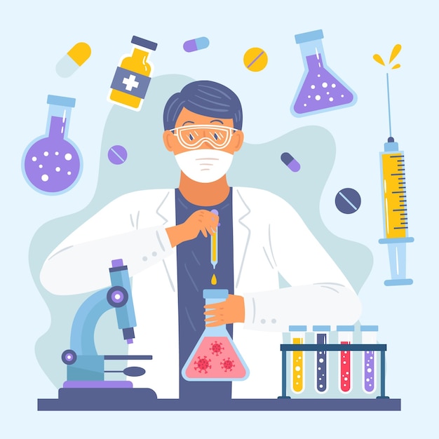 Personnage créant un concept de vaccin