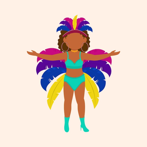 Personnage De Danseuse De Samba Féminin Sans Visage Sur Fond De Latte Cosmique