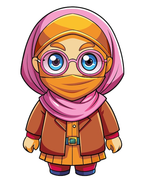 Vecteur personnage de dessin animé en 3d hijabi girl