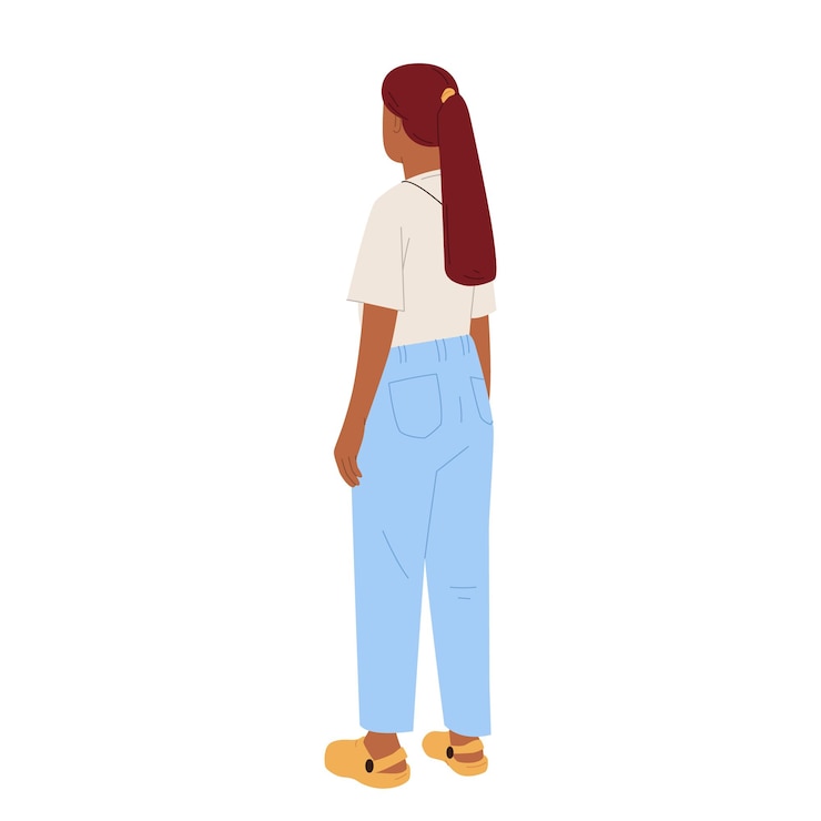 Vecteur personnage de dessin animé d'adolescente vêtu d'une tenue de mode d'été illustration vectorielle