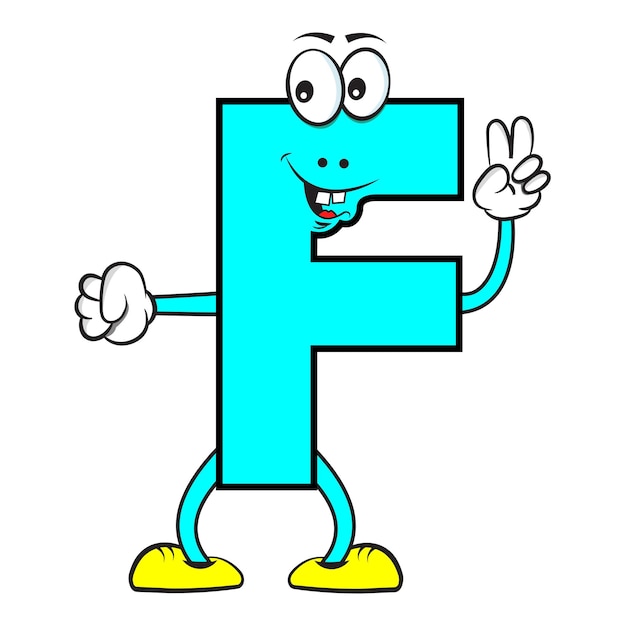 Vecteur personnage de dessin animé alphabet anglais f