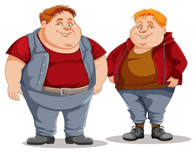 Personnage de dessin animé d'amis en surpoids