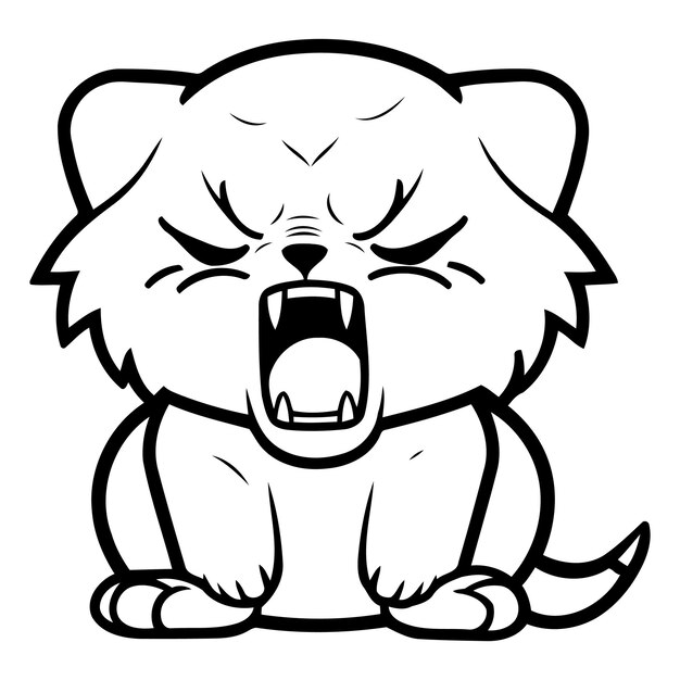 Vecteur personnage de dessin animé angry lion