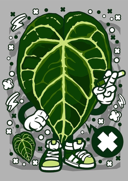 Personnage de dessin animé d'Anthurium Crystallinum
