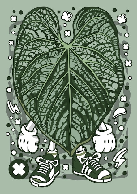 Personnage de dessin animé Anthurium Luxurians