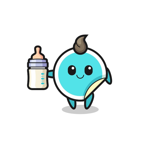 Personnage De Dessin Animé Autocollant Bébé Avec Bouteille De Lait