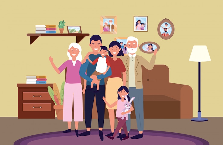 Vecteur personnage de dessin animé d'avatar de famille