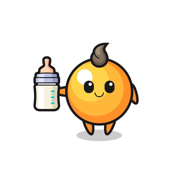 Personnage De Dessin Animé De Balle De Ping-pong Bébé Avec Bouteille De Lait