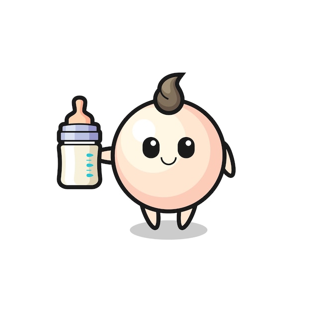 Personnage De Dessin Animé De Bébé Perle Avec Bouteille De Lait, Design De Style Mignon Pour T-shirt, Autocollant, élément De Logo