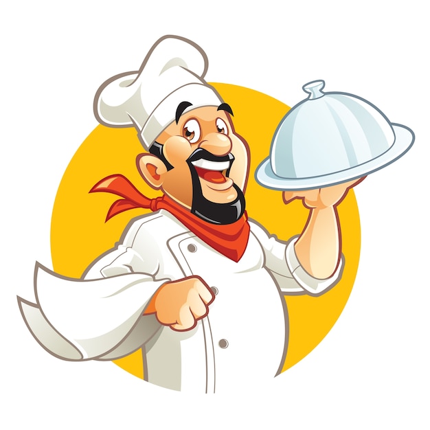 Personnage de dessin animé de chef souriant