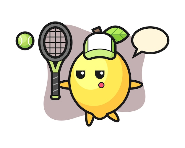 Personnage De Dessin Animé De Citron En Tant Que Joueur De Tennis