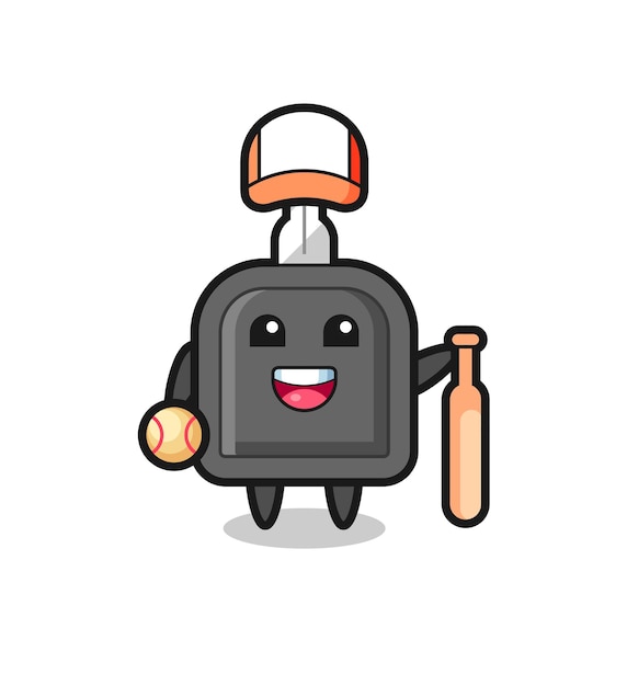 Personnage De Dessin Animé De Clé De Voiture En Tant Que Joueur De Baseball