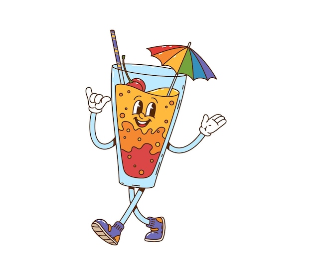 Vecteur un personnage de dessin animé de cocktail rétro.