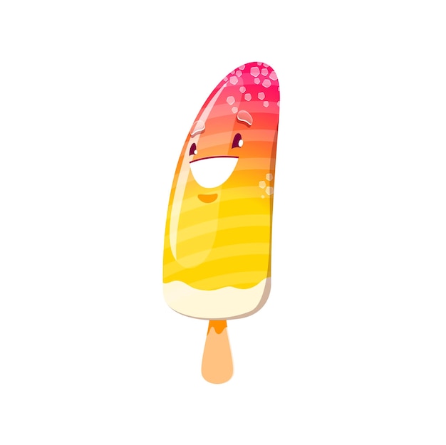 Personnage de dessin animé de crème glacée au jus de fruits congelés