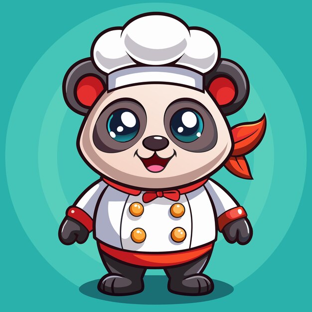 Le personnage de dessin animé Cute Panda Chef