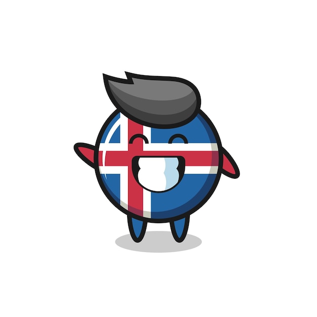 Personnage De Dessin Animé Du Drapeau De L'islande Faisant Un Geste De La Main, Design Mignon