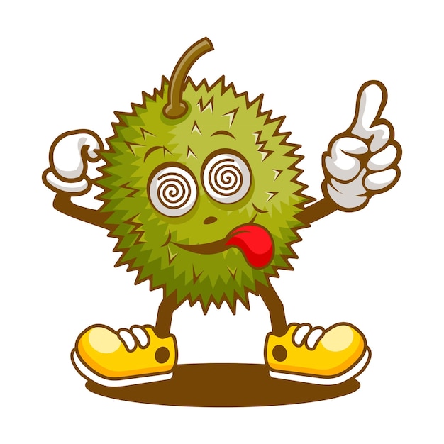 Vecteur personnage de dessin animé d'un durian avec une langue dehors.