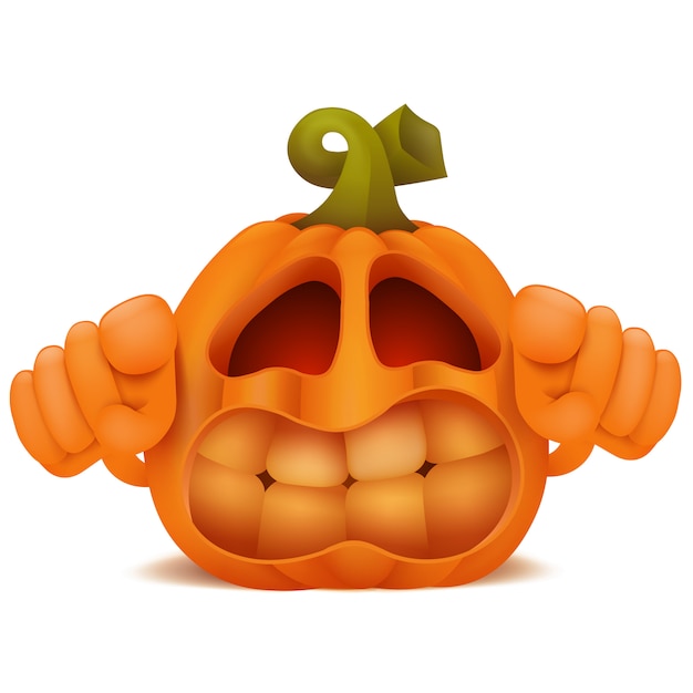 Personnage de dessin animé d&#39;émoticône Halloween citrouille Jack Lantern en colère.