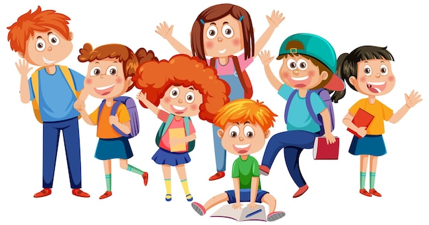Personnage de dessin animé d'enfants heureux