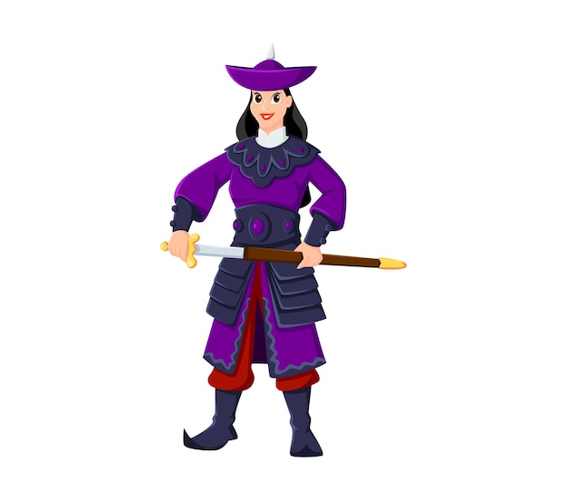 Personnage de dessin animé femme pirate rover et corsaire