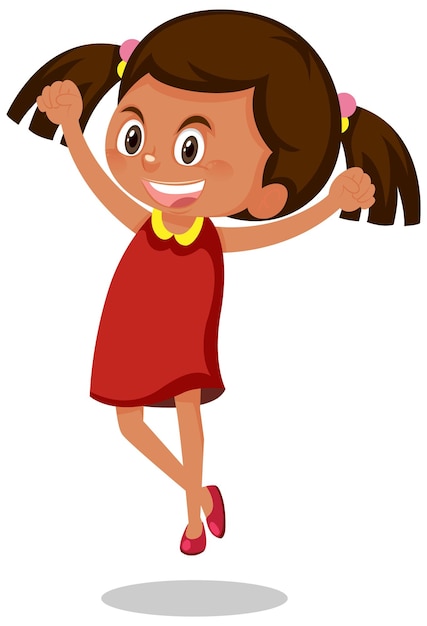 Personnage de dessin animé de fille heureuse