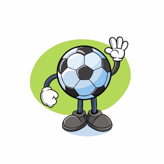 Personnage de dessin animé de football avec un geste de main sur un fond blanc isolé 3