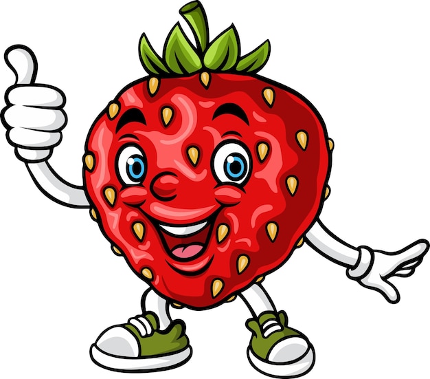 Vecteur personnage de dessin animé fraise mascotte