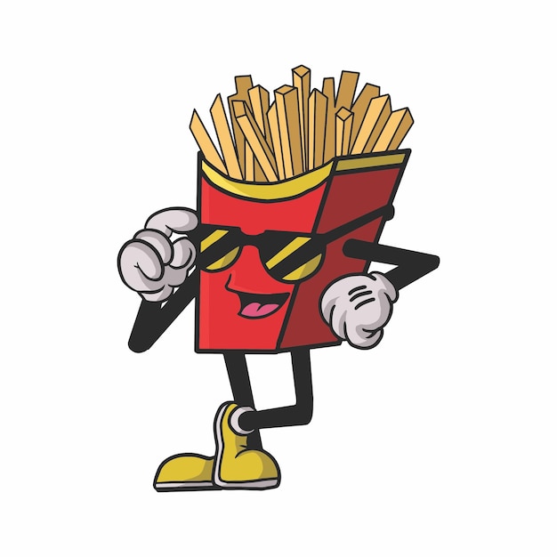 Personnage De Dessin Animé De Frites Français Vintage 9039s Vecteur Premium