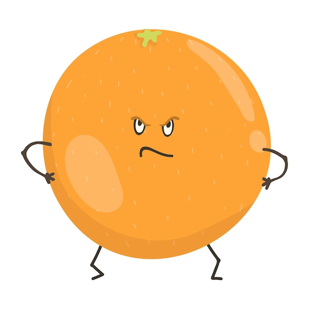 Personnage De Dessin Animé De Fruits Orange Maléfique En Colère Personnage Orange De Dessin Animé Drôle Mignon