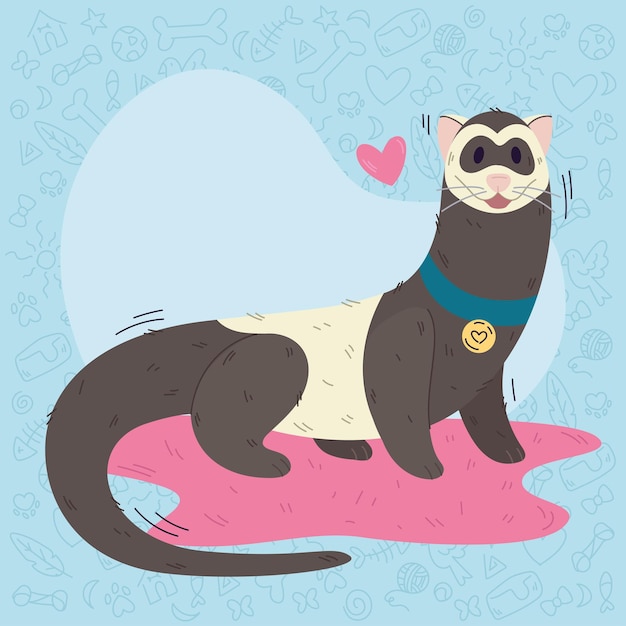 Vecteur personnage de dessin animé de furet mignon isolé