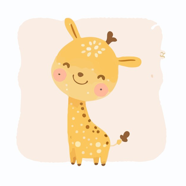 Vecteur personnage de dessin animé de girafe avec un fond rose.