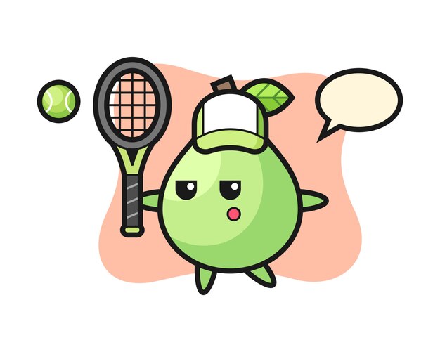 Personnage De Dessin Animé De Goyave En Tant Que Joueur De Tennis, Style Mignon Pour T-shirt, Autocollant, élément De Logo